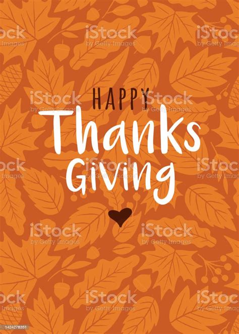 Happy Thanksgiving Card With Autumn Leaves Background Stock Illustration - Download Image Now ...