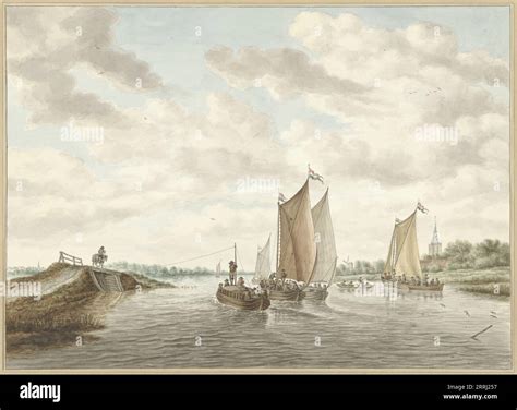 River landscape with various barges, 1741-1820 Stock Photo - Alamy