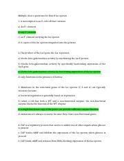 Multiple choice questions for Quiz 8 lac operon.docx - Multiple choice ...