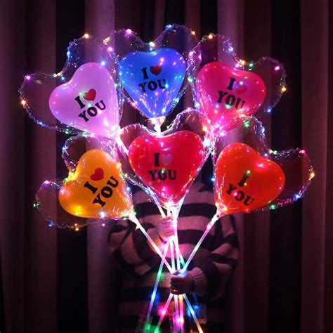Buy ARTIFUN Heart-Shaped Flicker LED Light Up Balloons,18 Inch 5 PCS Fillable Light Up Bobo ...