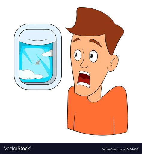 Fear of flying icon cartoon style Royalty Free Vector Image