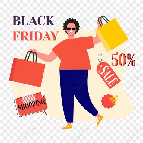 Black Cartoon Friday Shopping Bag Illustration,price,line PNG ...