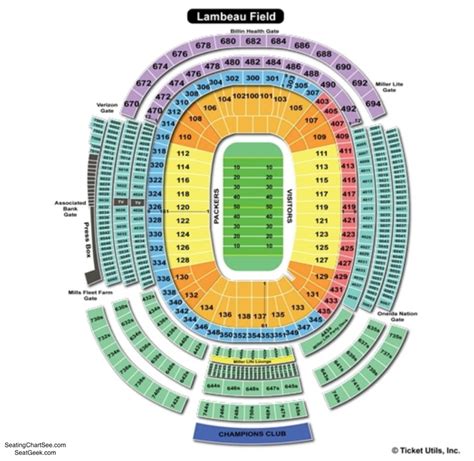 96 best ideas for coloring | Printable Lambeau Field Seating Chart