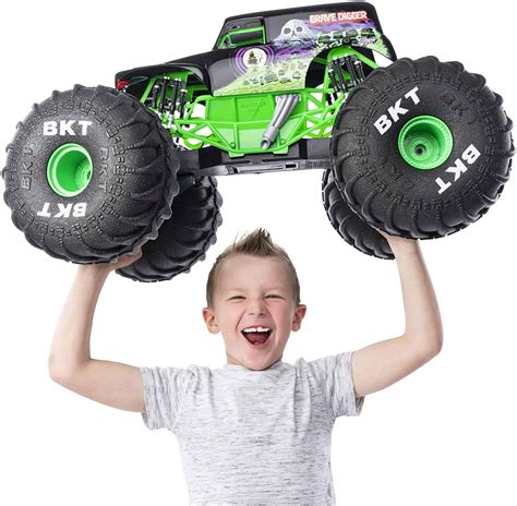 Monster Jam, Official Mega Grave Digger All-Terrain Remote Control Monster Truck With Lights, 1: ...