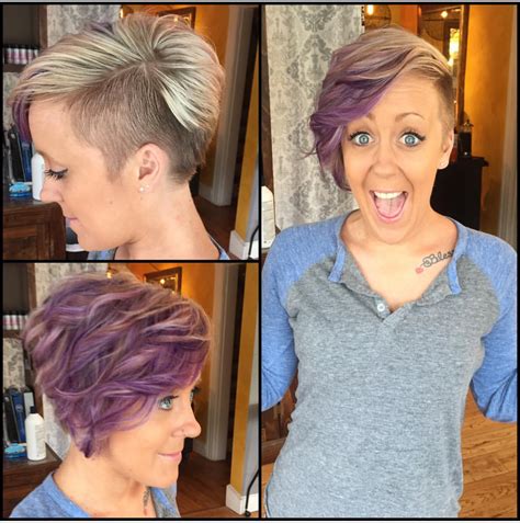 Short side shaved funky purple color hair idea Asymmetrical Hairstyles, Fringe Hairstyles ...