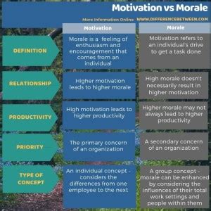 Difference Between Motivation and Morale | Compare the Difference Between Similar Terms