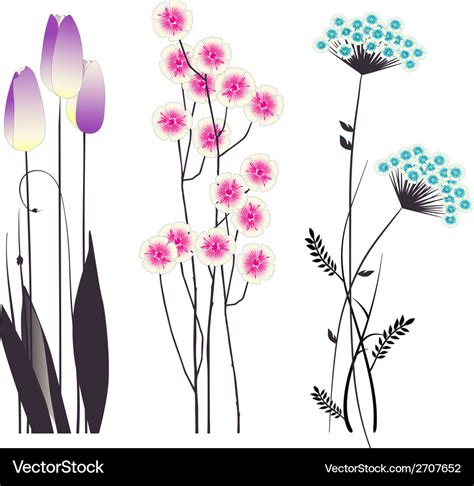 Drawing blooming flowers Royalty Free Vector Image