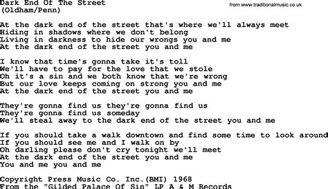 Dark End Of The Street, by The Byrds - lyrics with pdf