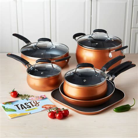 Tasty Non-Stick Diamond Reinforced Cookware Set, 11 Piece - Walmart.com - Walmart.com