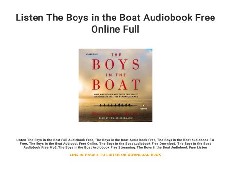 Listen The Boys in the Boat Audiobook Free Online Full by AdalineCharlotte - Issuu