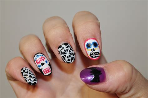 Sugar Skull and Cobweb Nail Art - Jersey Girl, Texan Heart