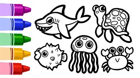 Sea Creatures Drawings Easy - Sea Drawing Creatures Easy Animals Animal ...