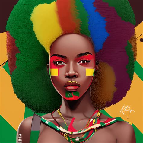 Red Black Green Yellow Afro Africa Flag Colors Natural Hair Girls Black Princess Melanin Brown ...