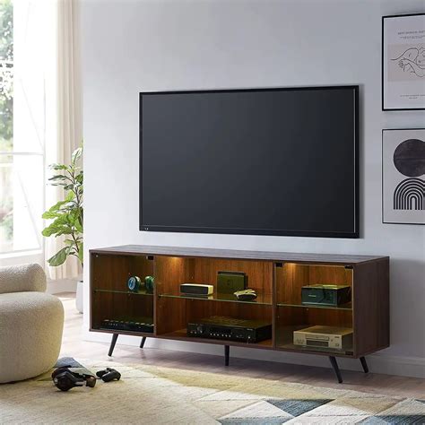 Modern TV Stand for 75 Inch TV with LED Lights, Gaming Entertainment C