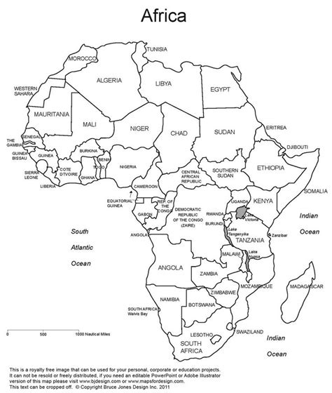 Printable Map of Africa | Africa, Printable Map with Country Borders ...