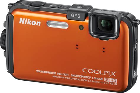 Nikon Coolpix AW100 (Orange) Tough-style 16-megapixel digital camera with 5X optical zoom at ...