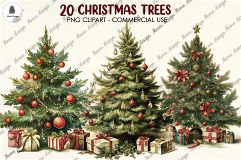 Vintage Christmas Tree Clipart Graphic by MeowwDesign · Creative Fabrica