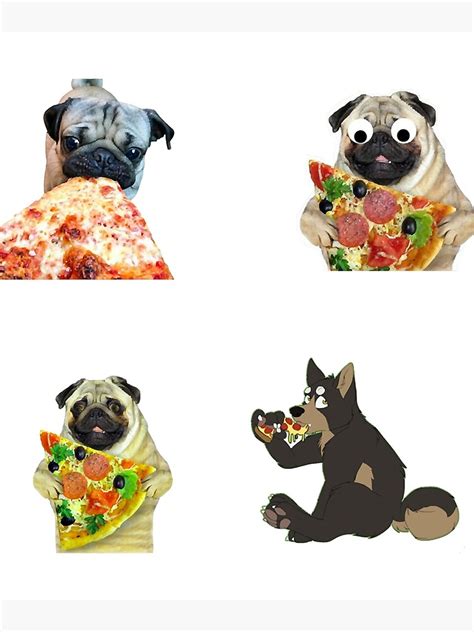 "dog eating a pizza funny pizza lover sticker pack " Poster for Sale by TheLocalShops | Redbubble