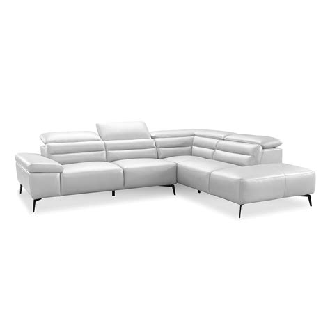 Camello Full Semi-Aniline Top Grain Leather Sectional Sofa with Adjustable Headrests And Right ...