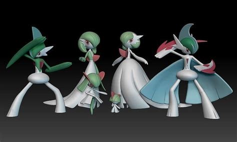 Pokemon Ralts Kirlia Gardevoir Gallade Mega Evolution 3D model 3D ...