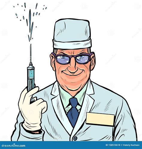 Doctor Man with a Syringe. Vaccination and Injection Stock Vector - Illustration of cure ...