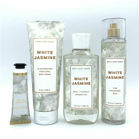 Bath and Body Works White Jasmine Fine Fragrance Mist, Body Cream, Shower Gel and Hand Cream 4 ...