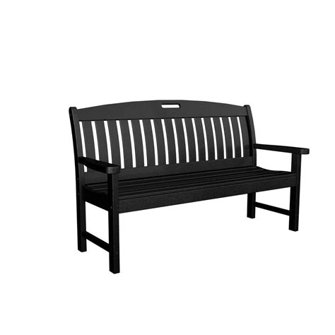 POLYWOOD Nautical 60 in. Black Plastic Outdoor Patio Bench-NB60BL - The Home Depot