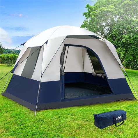 Weisshorn 4 Person Canvas Camping Tent - Navy & Grey