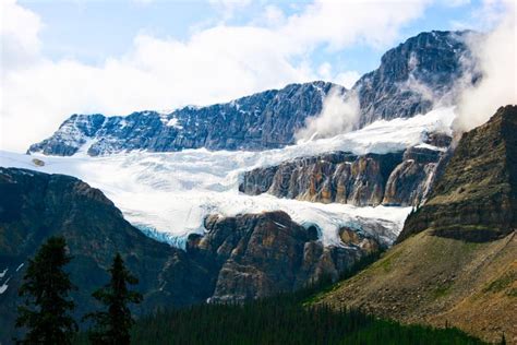 Crowfoot Glacier Viewpoint Canadian Rockies Landscape Panorama - Bow Lake and Crowfoot Mountain ...