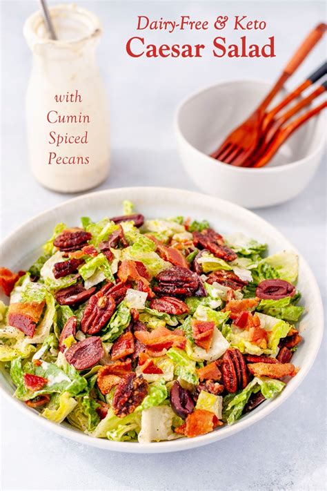 Keto Dairy-Free Caesar Salad Recipe with Cumin-Spiced Pecans