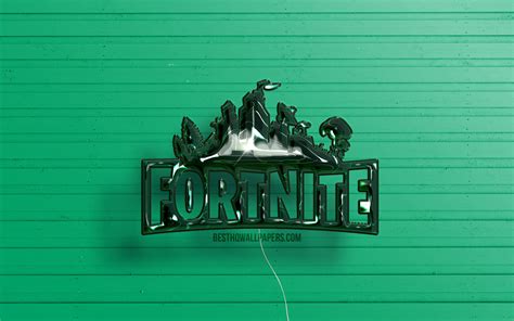Download wallpapers Fortnite 3D logo, 4K, dark green realistic balloons, Fortnite logo, green ...