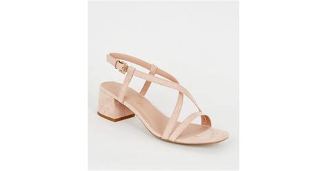 Wide Fit Pale Pink Suedette Strappy Low Heel Sandals | New Look