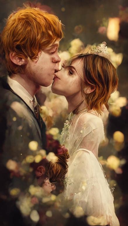 prompthunt: Rupert Grint and Emma Watson, wedding, love, kiss, realistic details, cinematography ...