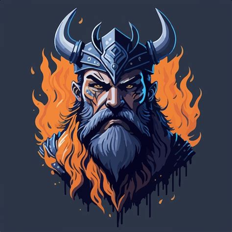 Premium Vector | A fierce Viking warrior raises his sword to the sky