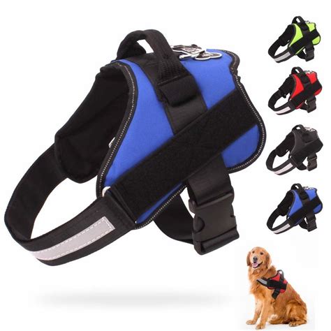 Reflective Dog Harness Leash Breathable Adjustable With Handle No More Pulling Tugging