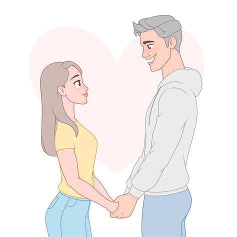 Couple in love holding hands cartoon vector illustration 3489687 Vector ...