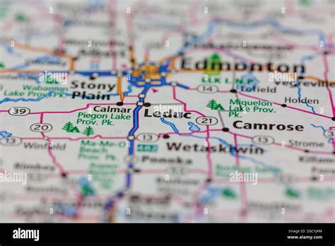 Leduc Alberta Canada shown on a road map or Geography map Stock Photo - Alamy