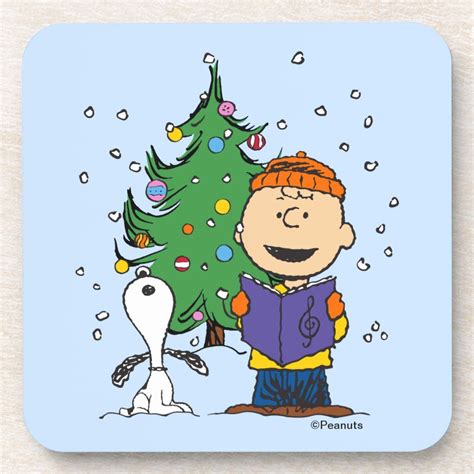 Peanuts | Christmas Caroling Beverage Coaster | Zazzle | Peanuts gang ...