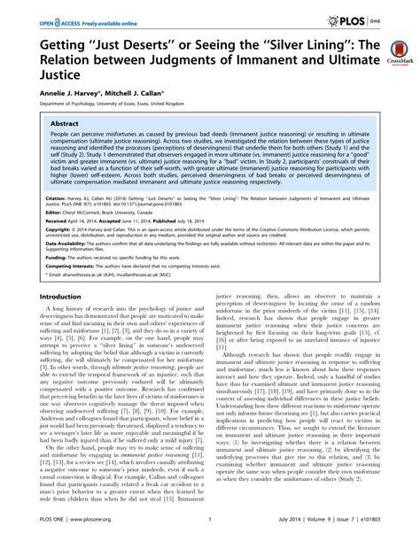 (PDF) Getting ''Just Deserts'' or Seeing the ''Silver Lining'': The Relation between Judgments ...