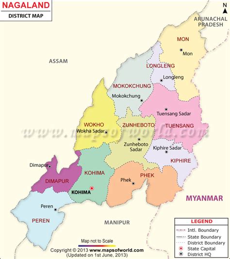 Nagaland Map, Districts in Nagaland