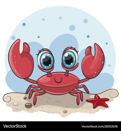 Cartoon Crab On The Beach Cute Cartoon Crab With Big Eyes On The Beach ...