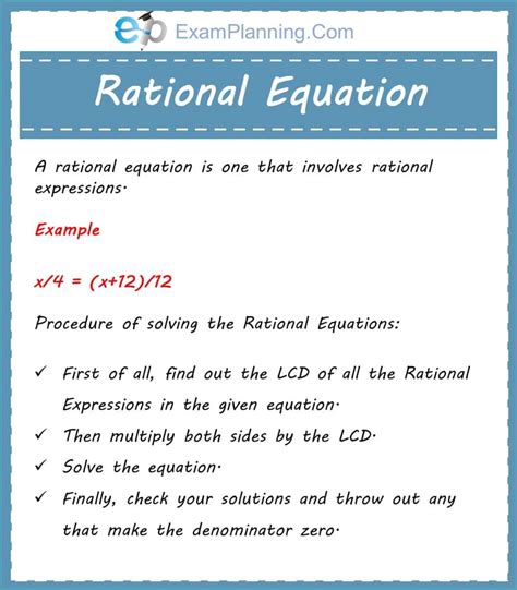 Rational Equations (Description & Examples) - ExamPlanning