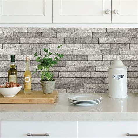 White Brick Peel And Stick Kitchen Backsplash / Peel and Stick Backsplash Tile 6 Sheets Kitchen ...