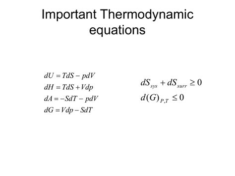 IMPORTANT THERMODYNAMIC EQUATION