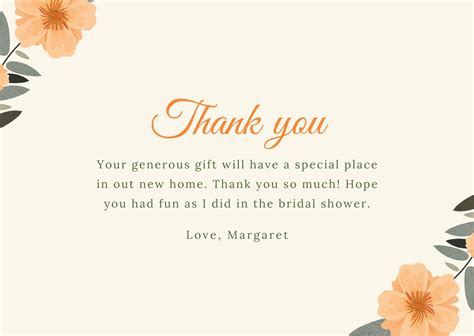 Thank You Card Bridal Shower Template