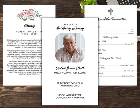 Catholic Funeral Program Necrological Service Funeral Mass Template - Etsy