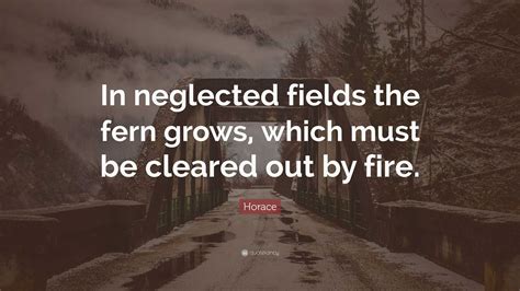 Horace Quote: “In neglected fields the fern grows, which must be cleared out by fire.”