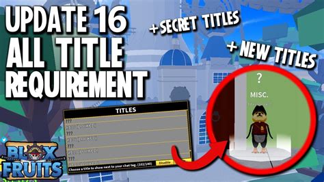 *NEW* ALL TITLE REQUIREMENTS IN BLOX FRUITS UPDATE 16 | SECRET TITLES ...