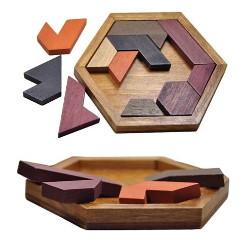 Kids Geometric Shape Puzzles Wooden Toys Tangram/Jigsaw Board Wood Puzzle Children Educational ...