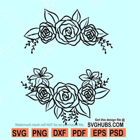 Floral Border SVG, Split Floral Frame SVG, floral frame svg